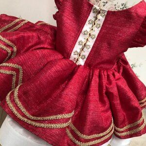 Dollcake Gleam in the Light Red & Gold Christmas Holiday Dress NWT Size 7 Girls